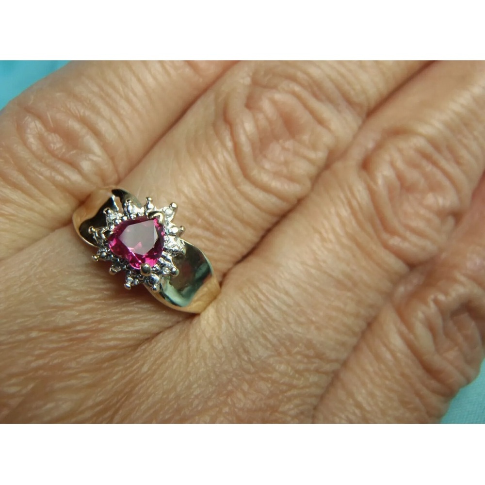 2ct Heart Ruby Lab Created Womens Ring 14k White … - image 2